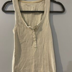 Aerie Beige Striped Tank Top